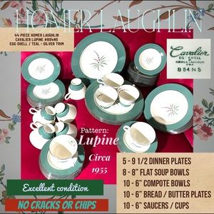 HOMER LAUGHLIN Cavalier LUPINE EggShell /Teal